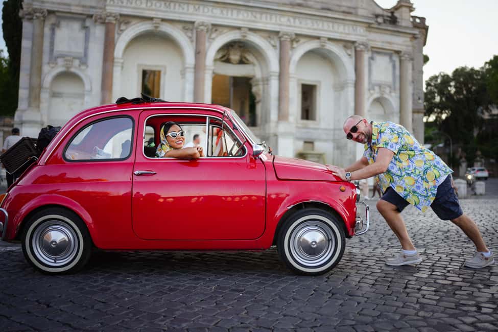 Professional Photoshoot with most Classic Fiat500 of Rome - Aventine Hill at Giardino degli Aranci: views plus a short walk