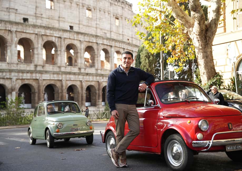Professional Photoshoot with most Classic Fiat500 of Rome - The guided history + local food tips combo