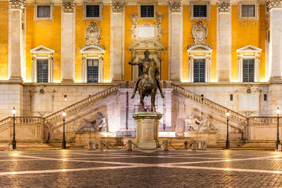 Rome: Capitoline Museums Private Guided Tour - Marcus Aurelius, temple ruins, and the Forum views through Tabularium